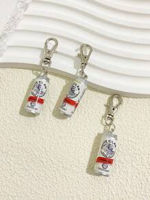 3pcs Cartoon Casual Resin Beer Can Pendant, Keychain For Women, Lobster Claw Keychain, Fashion Jewelry Accessories, Suitable For Bag Decor, Best For Birthday And Holiday Gifts
