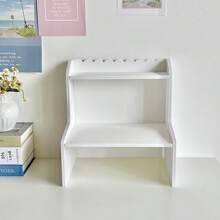 1 件双层桌面收纳架，矩形木质纤维板储物架，适用于宿舍、家庭、学校和办公室展示