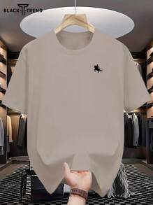 Men's Summer Knight Print Round Neck Casual Short Sleeve T-Shirt, Paired With Casual Pants, Suitable For Travel/Vacation/Outdoor Camping/Sports,Paired With Casual Pants