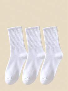 1 Đôi/3 Đôi/5 Đôi/10 Đôi Tất dài đến bắp chân màu trơn cho nữ, chất liệu cotton thoáng khí, mềm mại và thoải mái, thích hợp để mặc hàng ngày, ở nhà, văn phòng, trường học, thể thao, đen trắng, mùa thu - trắng - Xem 5