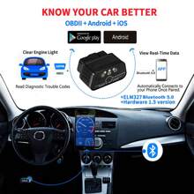 ELM327 OBD2 Bluetooth Car Diagnostic Scanner Vgate ICar2 V1.5, Car Engine Diagnostic Tool For Android/IOS, Code Reader For Auto Repair