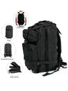 Mochila táctica de amplia capacidad 25L sistema molle bolsa viaje super resistente diseño militar deportes acampada camping outdoor múltiples bolsillos organización funcionalidad moda - Negro - Ver 3