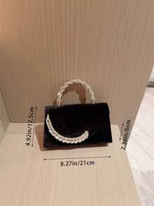 1pc Glamorous Sparkling Rhinestone & Feather Decor Flap Clutch Bag, Luxurious Diamond Evening Handbag For Formal Party/Wedding, Vintage Velvet Mini Clutch For Elegant Occasions, Perfect Gift Idea - Black - View 9