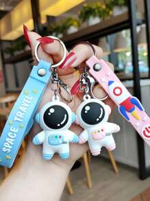 1 Pc Cartoon Creative Astronaut Bag Pendant With Two Colors To Choose From Suitable For Couple Bag Decoration With Keychain Suitable For Small Gifts For Friends - Multicolor - View 1