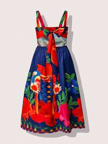 Plus Size Women Spring Floral Easter Women Dress Embroidered Maxi Dress - Color - View 5