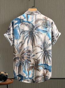 Men's Geometric Print Short Sleeve Casual Shirt, Spring/Summer - Multicolor - View 2