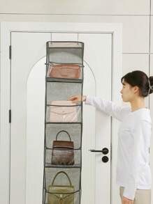 1pc 4/6 Layer Over The Door Hanging Storage Bag, Household Multi-Layer Bag/Toy Organizer, PVC + Non-Woven Fabric Wall Mounted Storage Pouch For Dorm, Comes With Metal Hooks For Easy Hanging - Multicolor - View 5