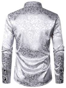 Men's Elegant Jacquard Long Sleeve Shirt, Spring/Autumn