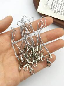 20/50 Pieces Of Silvery Lobster Clasps, Lanyards, Ropes, Mobile Belts, And Charming Nylon Keychains, Suitable For DIY Jewelry Making Accessories - Silver - View 5