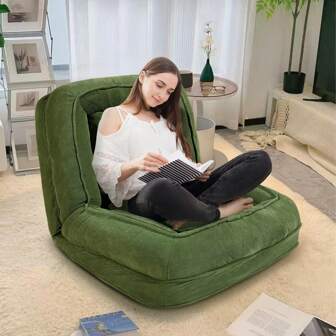 Upholstered Human Dog Bed For Adult & Pets, Convertible Lazy Sofa Bed With 5 Adjustable Position, Comfy Tatami Sofa Bed Bean Bag Sofa With 2 Soft Pillows For Bedroom Living Room Office