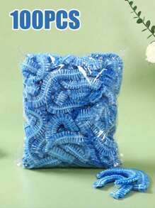 100 件一次性塑料透明女士浴帽，防水，酒店旅行必备配件，用于深层护发和清洁家居浴室装饰秋季装饰返校 - 彩色 - 查看 2