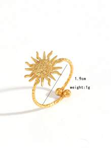 COINBUFF 1 pieza Anillo abierto con forma de sol, chapado en oro de 18K en acero inoxidable, de moda y delicado, sin decoloración, adecuado para citas, regalo y uso diario