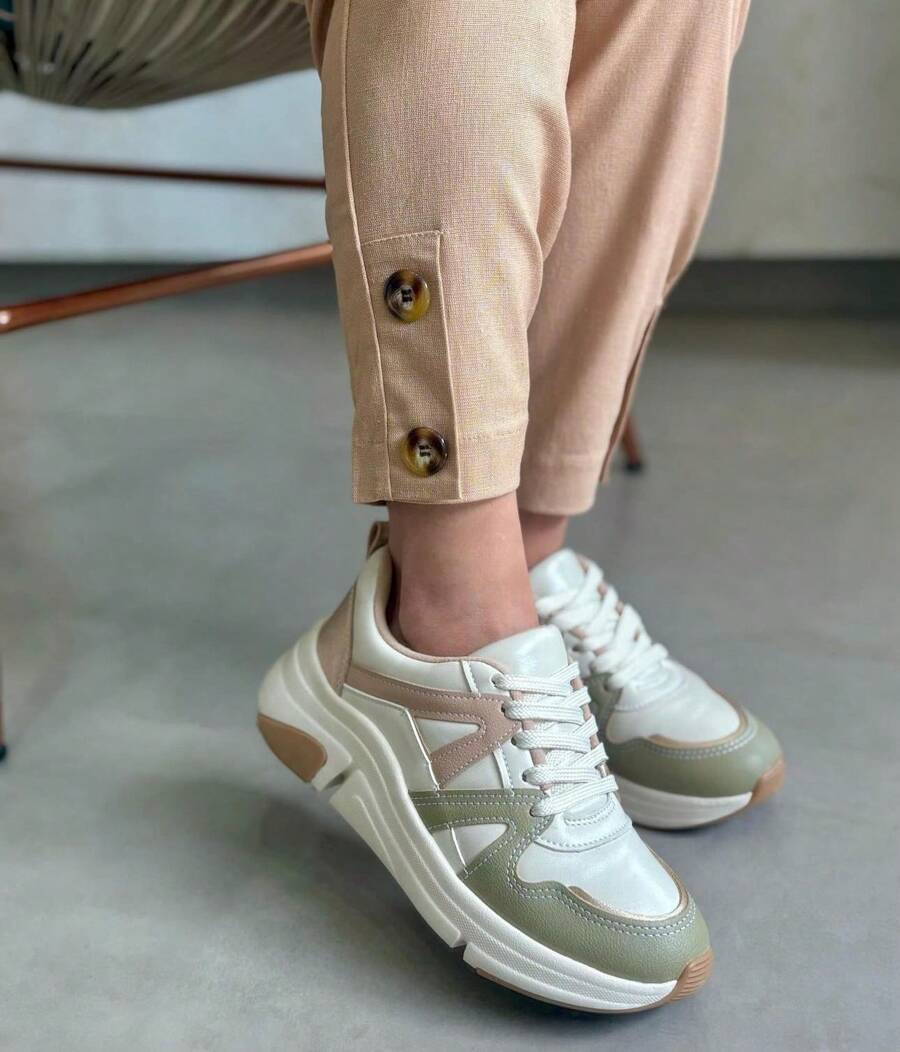 Modare London Ultra Comfort Flatform Women's Tennis Shoes - 白綠 - 查看 1
