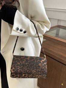 Bolso de hombro/axilar elegante con estampado vintage de bloques de color y leopardo, bolso de mano con estampado de leopardo para mujer - El regreso del estampado de leopardo