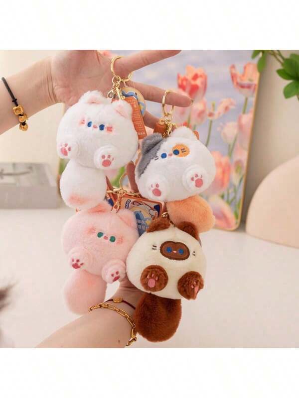 1pc Cute Cat Plush Keychain Soft Doll Ornament, Bag Pendant Decoration Gift For Birthday, Event