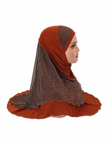 1pc Women's All Season Solid Color Lace Hollow Out Double Layer Oversized Hat, Multi-Color Fashionable Beanie - A - View 29