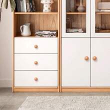 圆形木质橱柜把手实心球形抽屉拉手单孔简约把手适用于衣柜和厨房橱柜