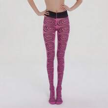 Women's Y2K Slim Stockings Mesh Thin Elastic Dots Swirl Print Pantyhose Socks High Waist Tights For Club Party