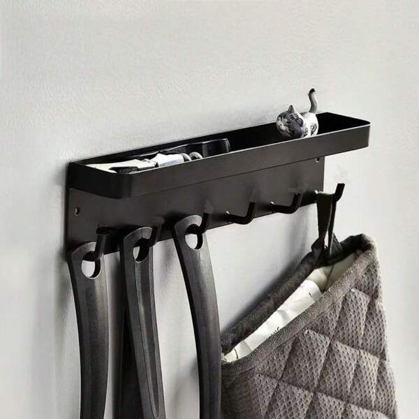 قطعة واحدة حامل مفاتيح مغناطيسي للتعليق على الحائط 6 خطاطيف مع صينية، بدون حفر اليوم الوطني