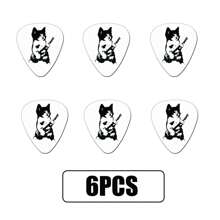 6 件装 0.71 毫米吉他拨片，带 PU 皮套，ABS 材料双面印刷卡通人物拨片，适用于尤克里里琴、电吉他、贝斯，音乐爱好者的礼物