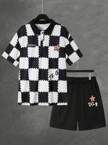 Men's 2pcs Sportswear Set Casual T-Shirt And Shorts Suit, Breathable Comfortable Summer Outfit For Young Student