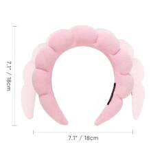 1 件装 SPA 洗脸头带，毛巾布材质，黑色抹胸式蓬松化妆头带，适合女性化妆洗脸护肤（粉色），发带，发箍，发饰，头饰 - 粉色 - 查看 2
