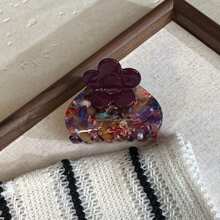 1 件波西米亚拼接花朵发夹优质醋酸夹中号半扎发夹优雅时尚个性可爱发夹韩版新款发夹适合日常使用居家学校海边度假工作通勤派对节日生日礼物返校季百搭外出 - 彩色 - 查看 9