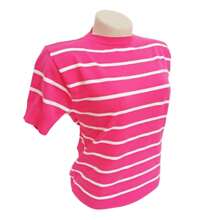 Striped Modal Blouse Short Sleeve Old Money Style Women's Fashion Spring Summer - 粉紅色與白色 - 查看 3