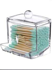 1 Hộp Đựng Qtip Acrylic Có Nắp Tre/Nắp Trong Suốt Một Kích Thước, Hộp Đựng Tăm Bông Nhỏ Trong Suốt, Hộp Đựng Tăm Bông Tai Bằng Nhựa, Hộp Đựng Tăm, Hộp Đựng Trang Trí Mặt Bàn Phòng Tắm - Trong sáng - Xem 6