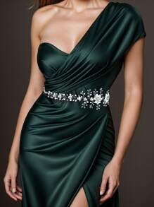 1pc Handmade Fully Rhinestoned Women Wedding Dress Belt, Suitable For Bridal Gown, Evening Dress, Style SH237