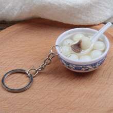 1/5 件 4 厘米逼真食物工艺挂饰，迷你玩具食物钥匙扣，PVC 逼真花碗面条钥匙扣，创意可爱美味食物钥匙圈，厨房玩具屋配件，背包钥匙扣吊坠，微型零食钥匙扣，多色 - 彩色 - 查看 17