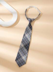 1pc 33cm Checkered Pre-Tied Tie For Teenagers & Children,  Student Necktie With Accessory For Festive Occasions, Performances, Suits & Dress Shirts