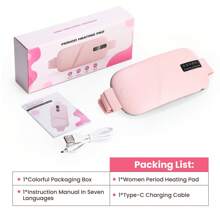 Hailicare Rechargeable Heating Belt For Menstrual Comfort – 5 Adjustable Temperatures (45-65℃), 4 Vibration Modes, 15/30min Timer, 2H Fast Charge & Runtime, Portable For Home/Office Battery Capacity:1800mAH