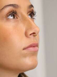 1 Piece Of S925 Double Hoop Single Row Diamond, Nose Ring, Conch Ring, Hoop Earrings, Nasal Septum Ring • Concha Ring • Tragus Ring • Car Earrings - Double-layer Nose Ring Smooth Surface - View 4