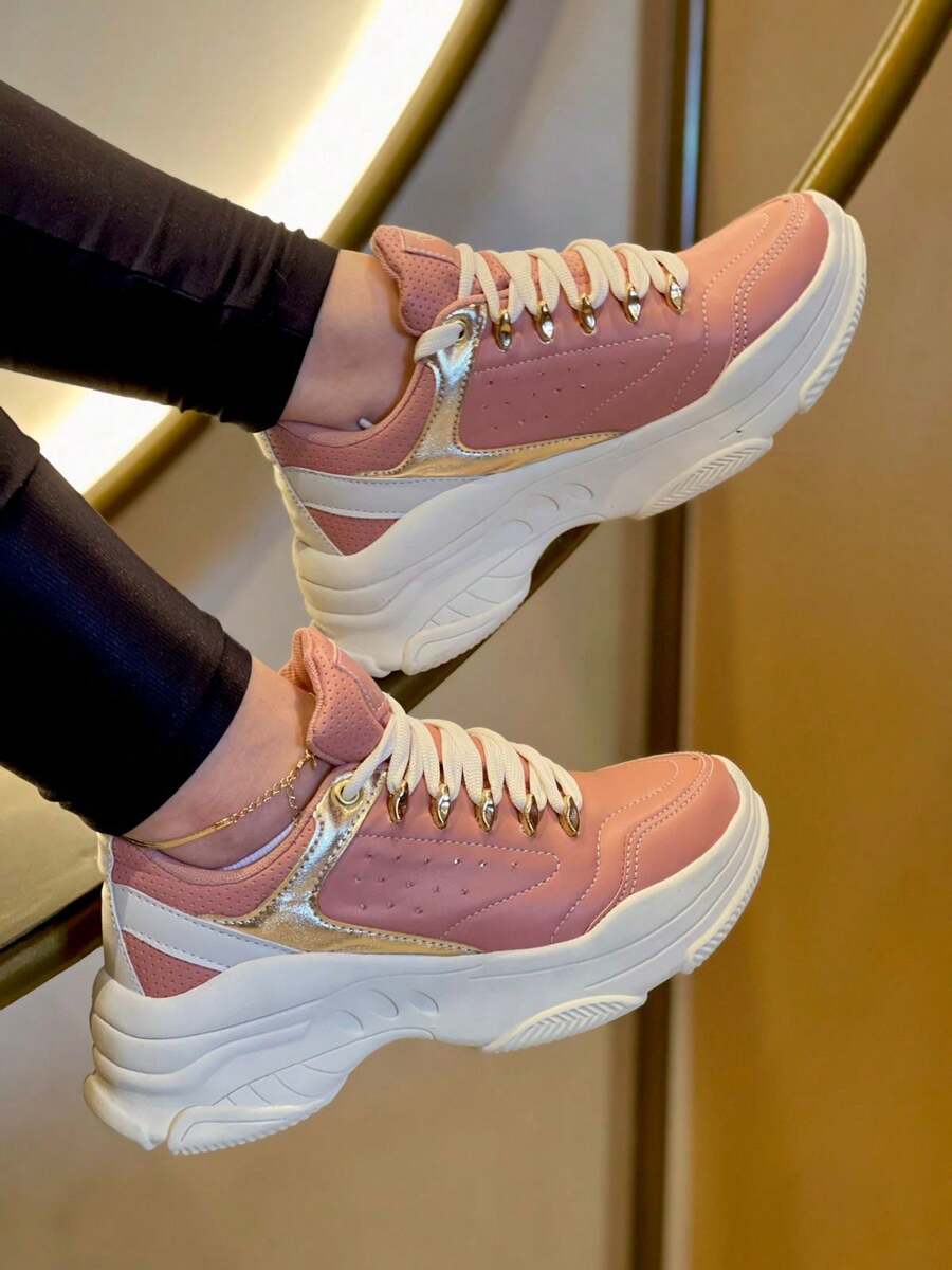 Women's Chunky Sneakers Metallic - 玫瑰 - 查看 1