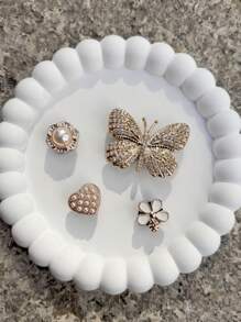 14 件时尚水钻、珍珠、花朵鞋夹，DIY 女士凉鞋/拖鞋/沙滩包装饰，多功能配件 - 节日、派对和特殊场合的完美礼物