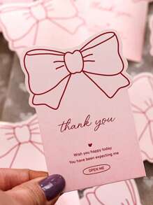 10 piezas Pegatinas rosas con lazo de moño Gracias para paquetes, etiquetas decorativas adhesivas para caja de regalo, productos de panadería, paquetes de negocios