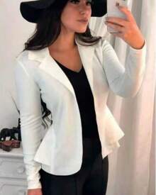 Neopreme Women's Blazer Shell Formal Suit Provides Blazer - White - View 2