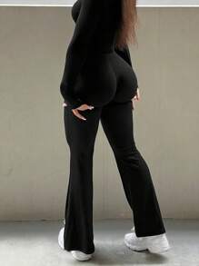 Pantaloni sportivi a vita alta, elastici, a campana, di colore unito, pantaloni da yoga, leggings compressivi, pantaloni da corsa e fitness, leggings primaverili ed estivi da donna, abbigliamento femminile