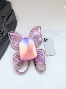 Personalized Casual Butterfly Wings Fashionable Backpack Mini Novel Laser Colorful Transparent Women Schoolbag Niche Design Creative Bag High-Looking Backpack Suitable For Outdoor Electronic Music Festival - View 8