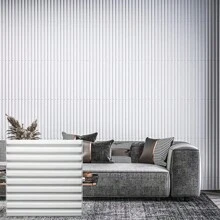 Pannelli 3D, Pannelli in plastica di cloruro di polivinile (PVC), Pannelli a parete, Parete/soffitto per sala giochi, Aspetto a doghe 3D, Pannelli a parete 3D rigidi di alta qualità, 30x30 cm, Spessore 3 mm - Bianco - Visualizzare 1