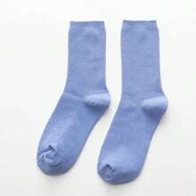 10 pares de medias largas de algodón de colores sólidos, tejidas con doble aguja, estilo japonés y coreano, para chicas de escuela secundaria y mujeres
