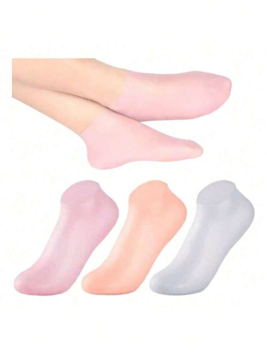 3 Pairs Silicone Socks Moisturizing Anti-Cracking Dead Skin Remover Care Exfoliation Hydration - 3. 羅莎 - 查看 1