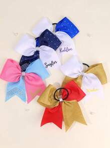 1 件定制女孩发带个性化名字发带亮片闪光发带女孩多色头发弹性儿童啦啦队蝴蝶结精致定制啦啦队蝴蝶结发带发饰啦啦队女孩发圈啦啦队蝴蝶结发带发带弹性带水钻蝴蝶结发绳女孩发饰，婚礼发饰 - 彩色 - 查看 4