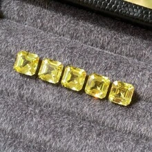 One 100% Yellow Sapphire Loose Asscher Cut Gemstone For Charms Advanced Jewelry Making Materials DIY - Yellow - View 5