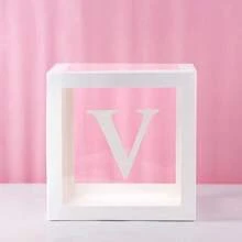 Cajas de globos blancos, con letras para Baby Shower, 1 caja con 1 letra o 1 juego de 4 cajas y letras B-A-B-Y, decoraciones de fiesta de baby shower para fiestas de cumpleaños, cajas de globos transparentes, bloques claros para fiestas de cumpleaños, duchas nupciales, revelación de género, decoraciones de cajas de globos