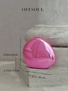 Acrylic Molded Evening Party Bag, New European And American Asymmetric Mirror Handbag, Shoulder & Crossbody Chain Bag, Vacation Vibe, High-End Metallic Tin Box, Ladies Purse - Pink - View 6