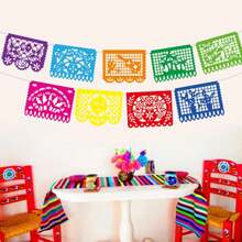 Dos paquetes de decoraciones de banderines de papel con temática mexicana para fiesta, banderines de fiesta con temática mexicana del 5 de mayo, decoraciones de fiesta de carnaval de boda, decoraciones de fiesta con temática mexicana del 5 de mayo, suministros de fiesta de cumpleaños mexicana. - Multicolor - Ver 3
