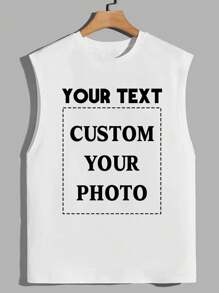 Customized Men's Tank Top T-Shirt, Upload Your Photo/Group Photo/Logo/Graphic Design/Loved Photo, Input Your Blessing Text/Message, Customized Men's Short Sleeve T-Shirt Tank Top, Holiday Gift, Anniversary Gift, Valentine's Day/Birthday/Party Anniversary/Music Festival Customization, Gift For Him, Party, Company Culture Shirt Customization/Family Gathering Customization/Charity Team Uniform Customization, Summer Men's Tank Top