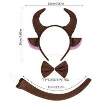 3pcs Set New Cow Animal Headband Headdress, Party Costume Decoration Props, Calf Performance Stage Accessory Prom Halloween - Multicolor - View 6